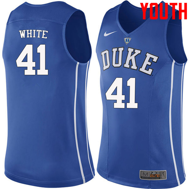 Youth #41 Jack White Duke Blue Devils College Basketball Jerseys-Blue